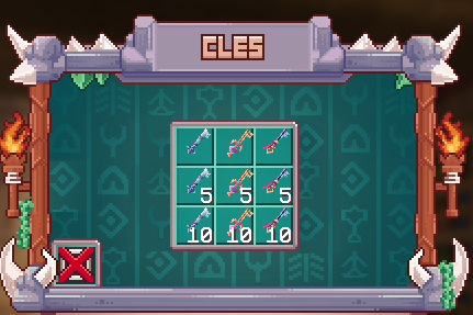 Menu des clés