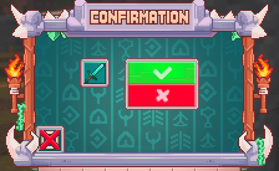 Menu confirmation d'achat